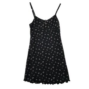 Kirious Los Angeles Floral Waffle Knit Mini Dress Womens Medium Black